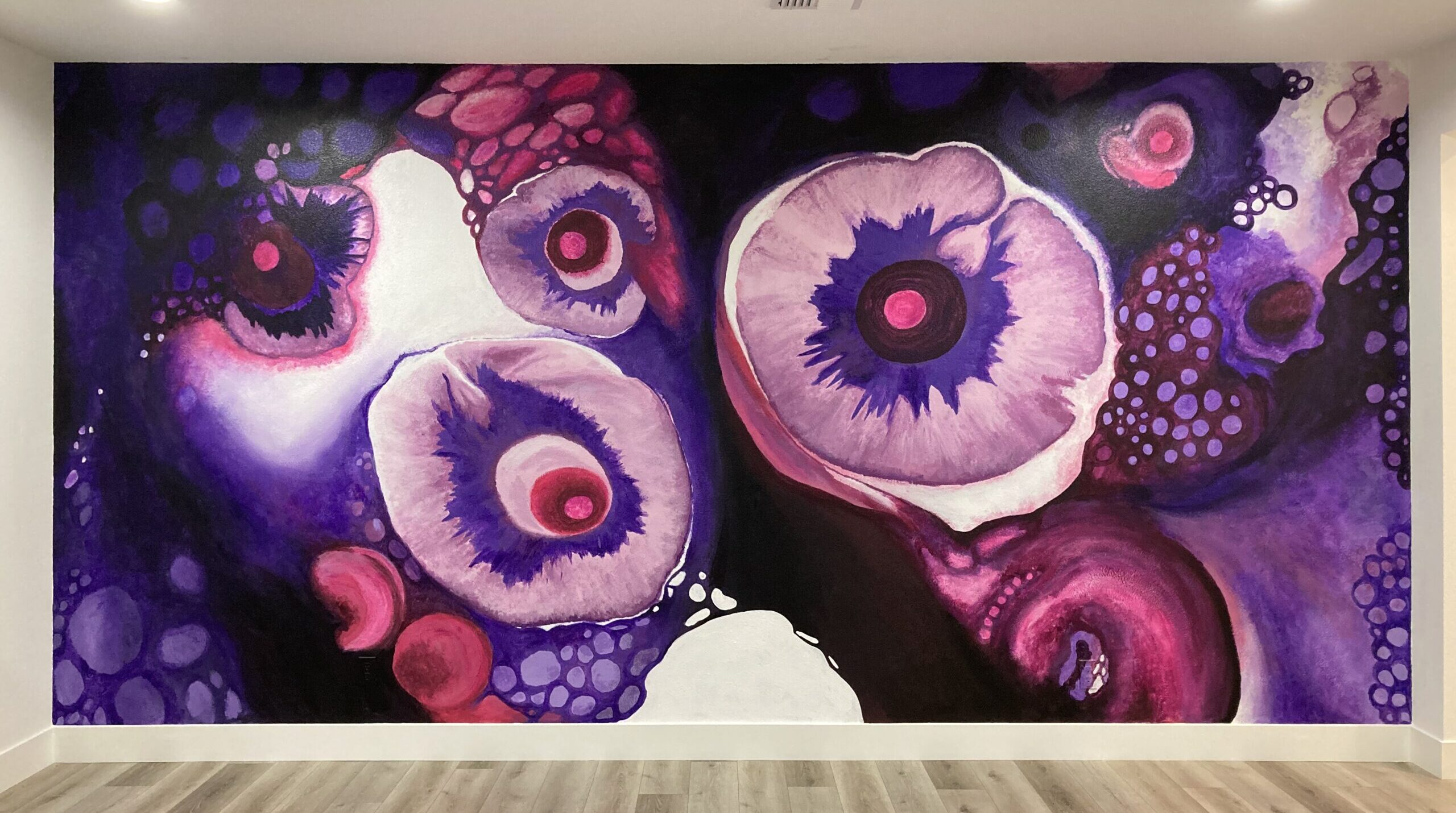 pink and purple abstract mural