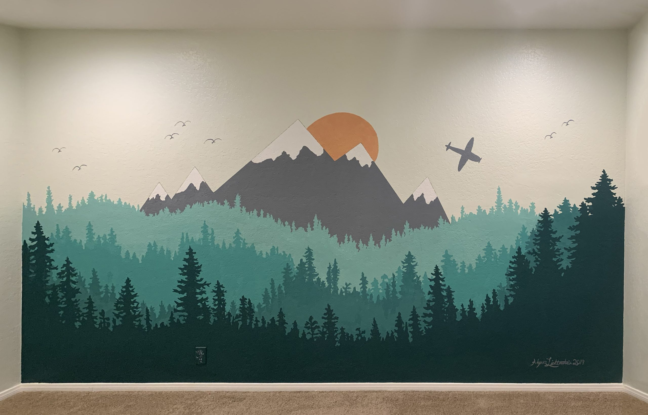 forest and mountain mural